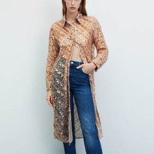 Zara long sequin shirt. Size S